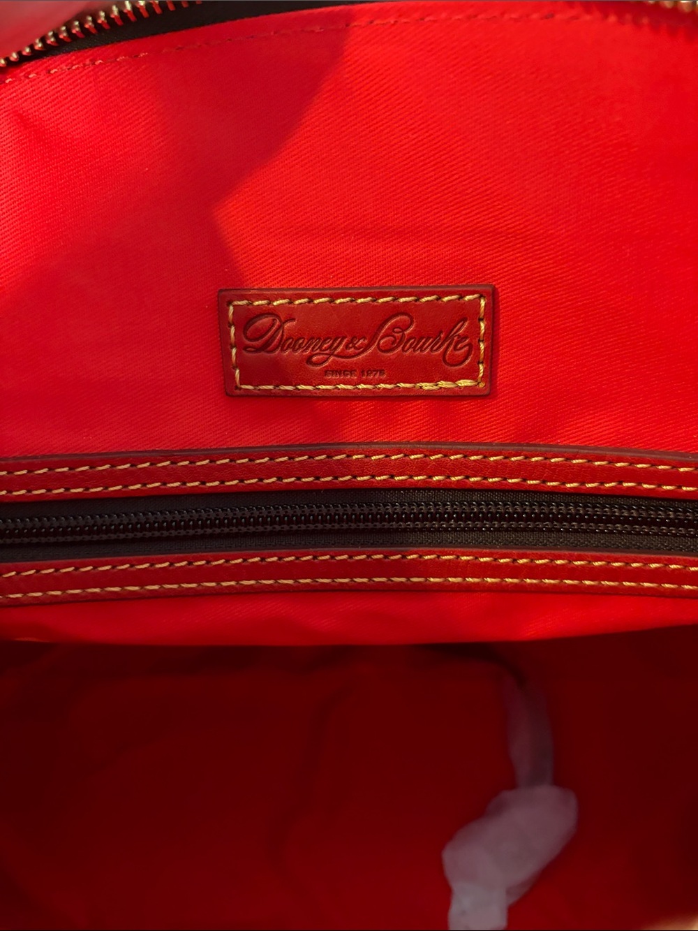 NWT Vintage Dooney & Bourke Florentine Leather Dome Satchel In Red/Bordeaux - Picture 12 of 17